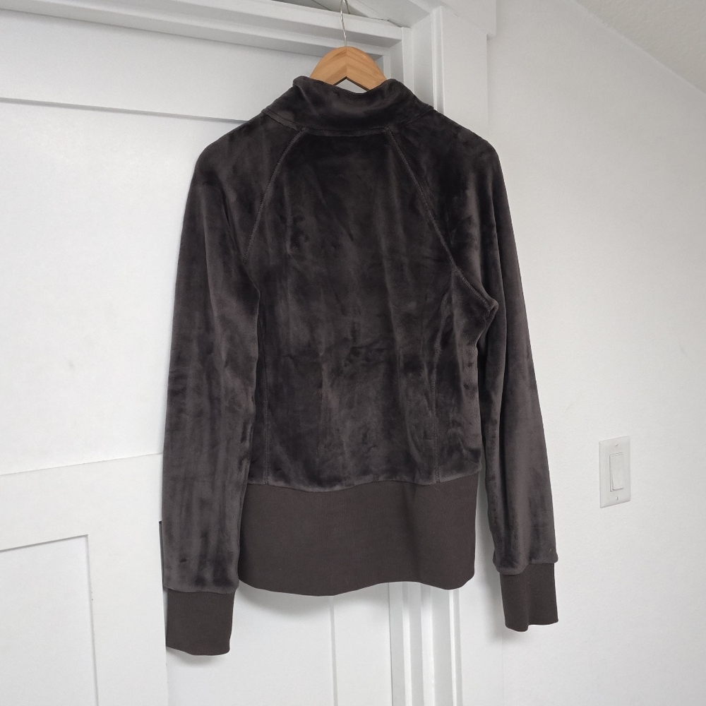 Athleta Cloud Fleece Velour Jacket in Shale Chocolate Brown - Picture 9 of 13